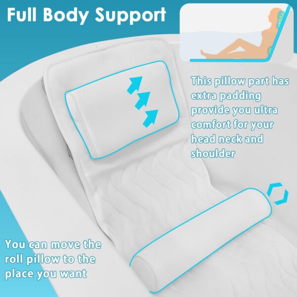 Eulaxlab Full Body Bath Pillow with Lumbar Pillow Bathtub Cushion with 13 Suction Cups - 图片 3