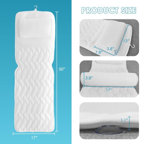 Eulaxlab Full Body Bath Pillow with Lumbar Pillow Bathtub Cushion with 13 Suction Cups - 图片 5