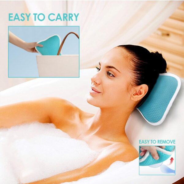 Eulaxlab Blue Bath Pillow for Bathtub with 2 Suction Cups