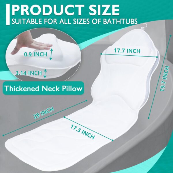 Eulaxlab Thick Full Body Bath Pillows Cushion for Bathtub Neck Shoulder Support - 图片 5